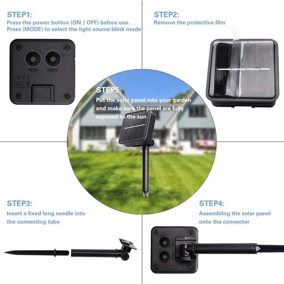 2 Pack 78FT 240 LED 8 Modes Solar String Cooper Wire Fairy Light Outdoor Yard US - Picture 5 of 12